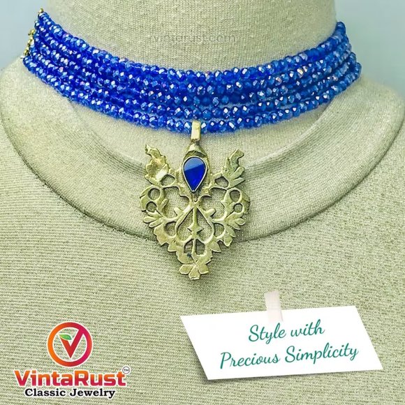 Valentine Special Sale, Beaded Jewelry Set, Beads With Brass Motif Jewelry Set, - Picture 1 of 7